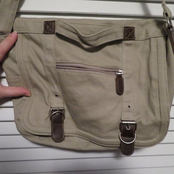 Mail Bag Tan with Adjustable Strap (Approx12x10 - Velcro Closure - Picture 8 of 8